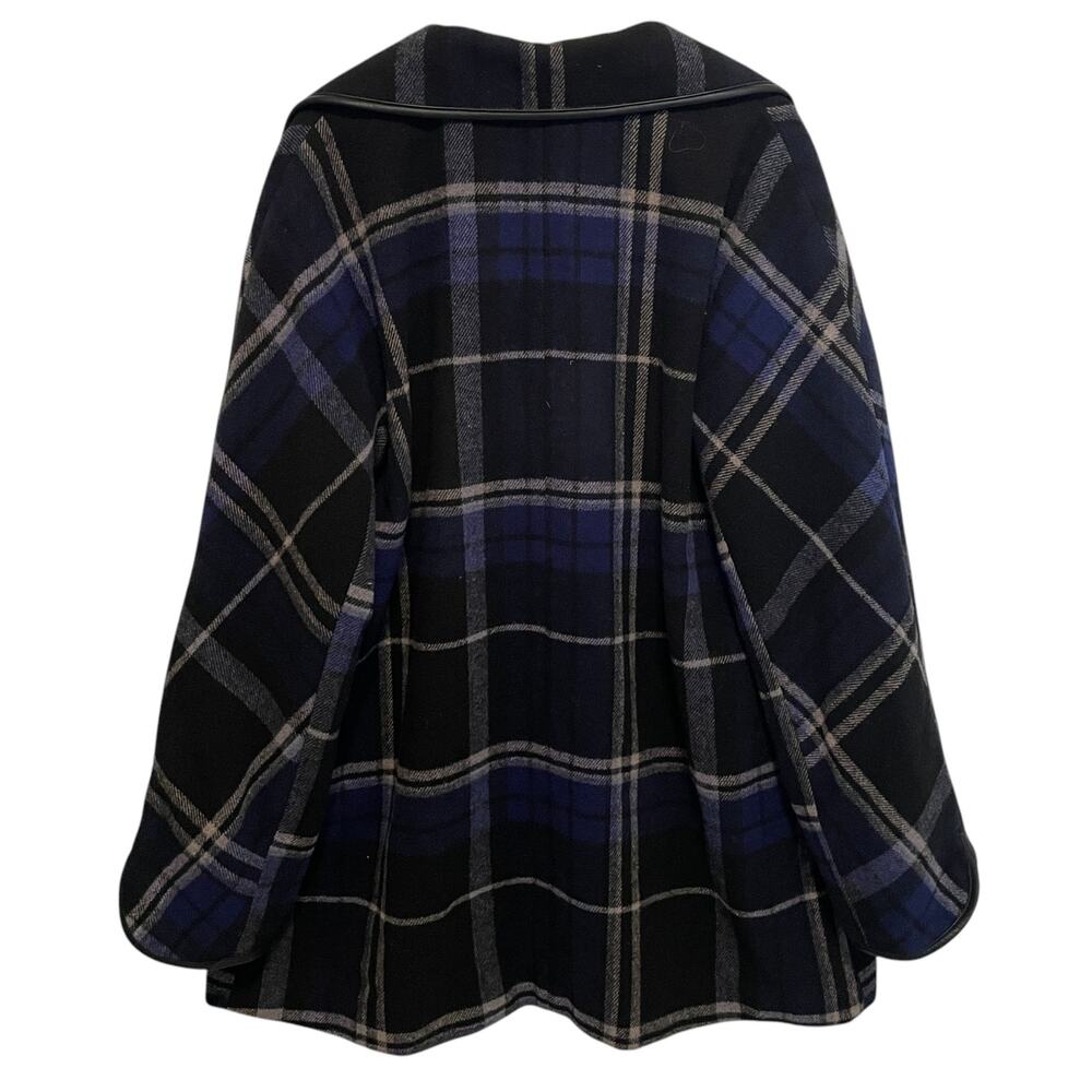 Woman Within Wool Blend Coat Womens Size 16W Black & Blue Plaid Outerwear 16 XL - Picture 4 of 7